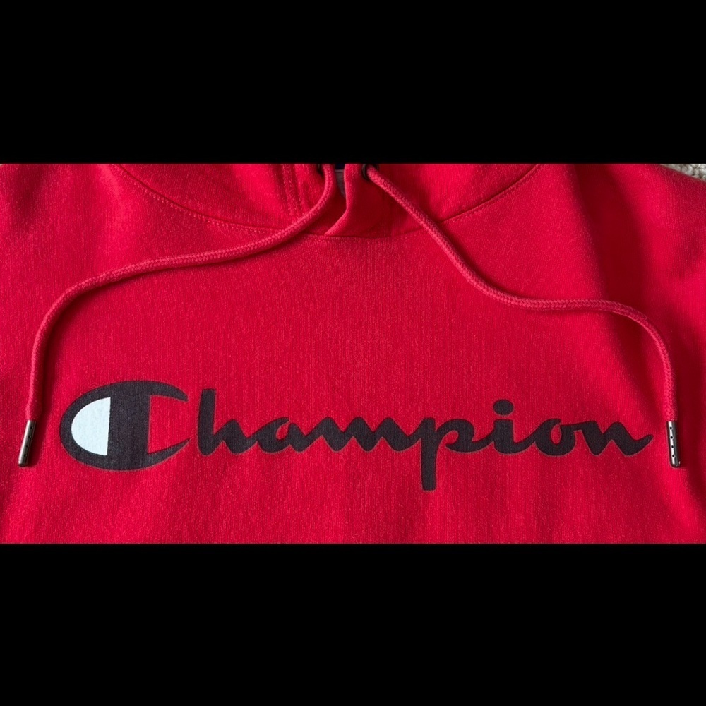 Champion Men's PowerBlend Red Pullover Hooded Sweatshirt Size Small - Picture 5 of 9